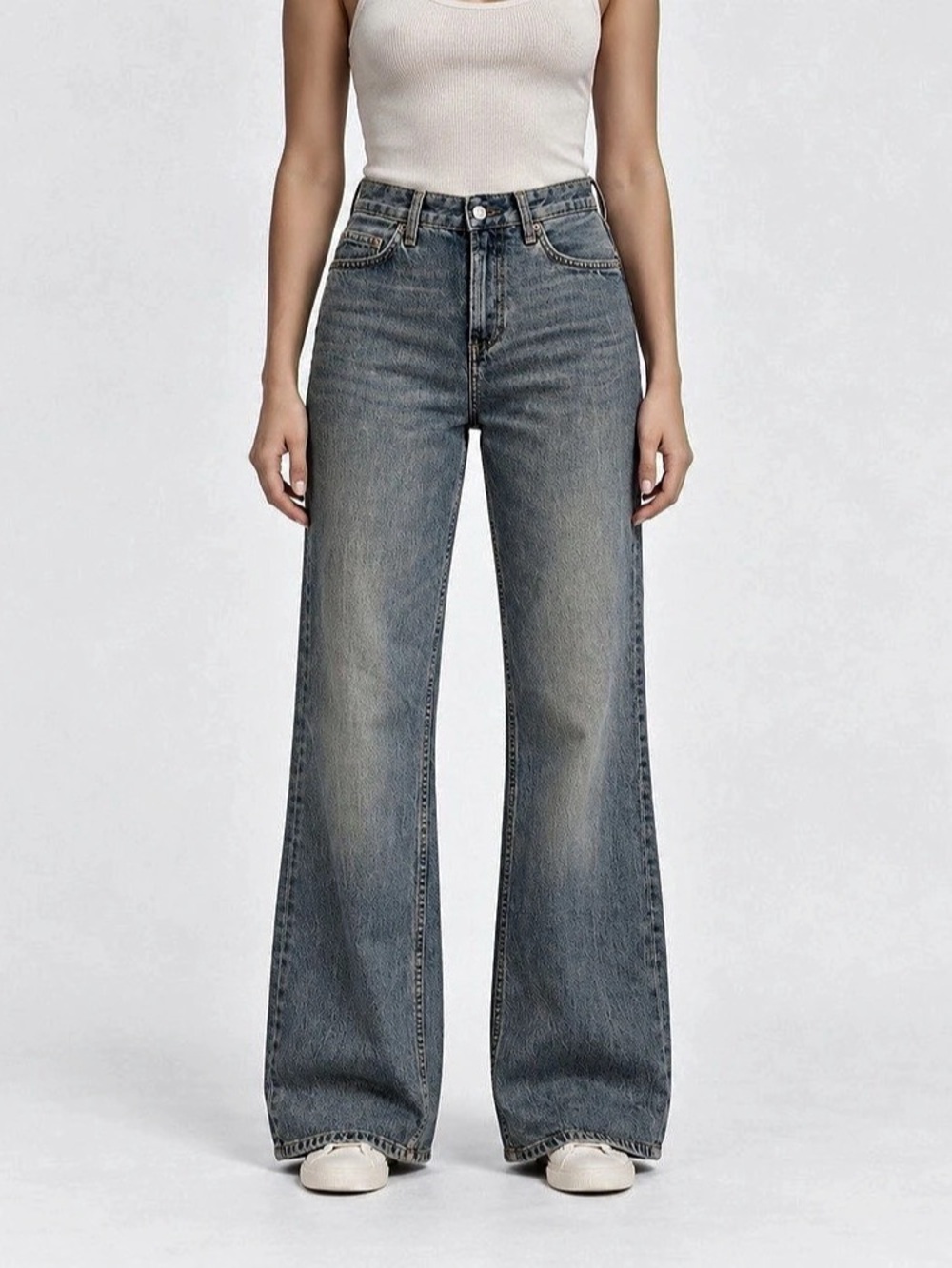 Zara Wide Leg Jeans in Blue US 4
